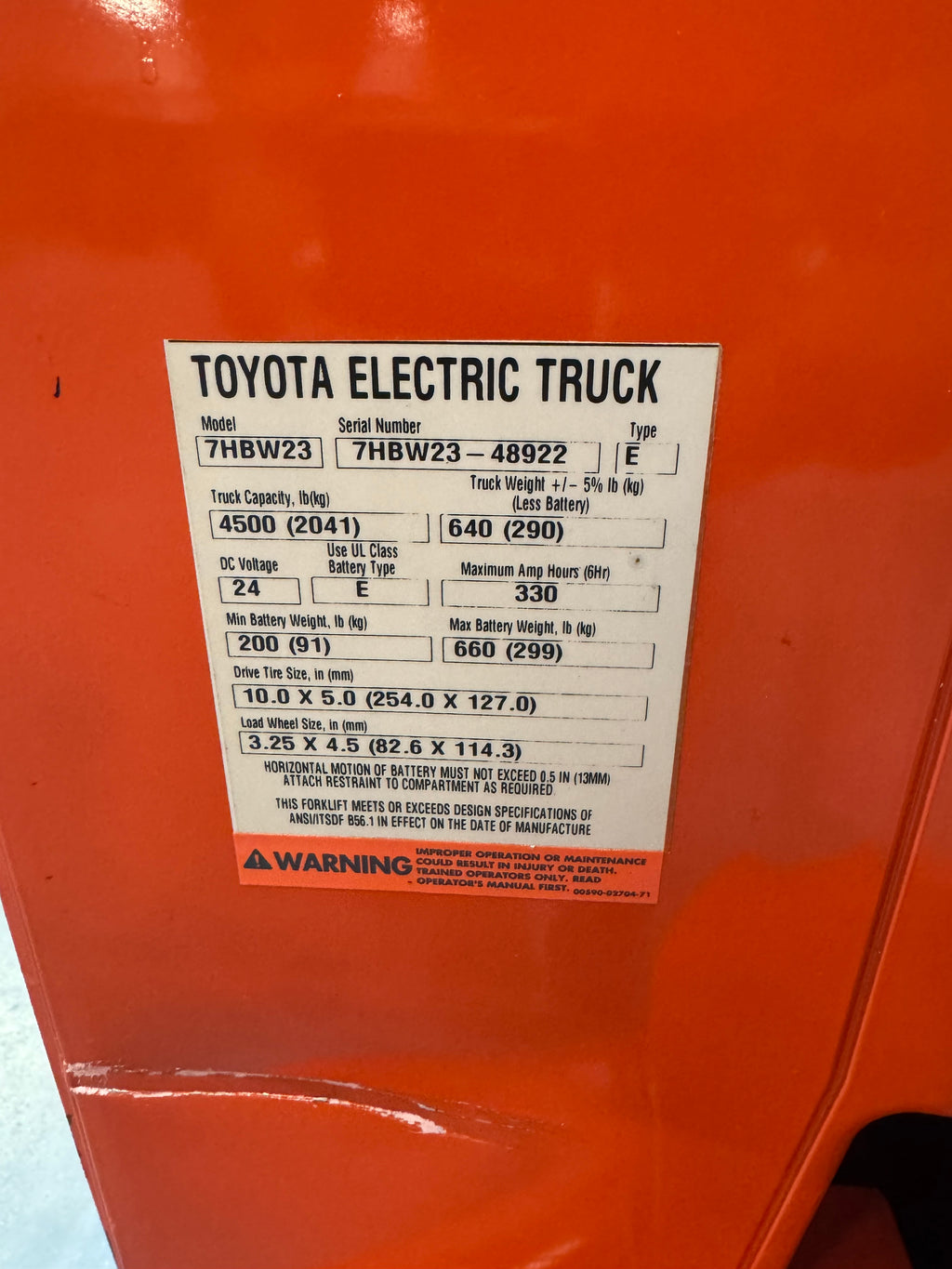 Toyota 7HBW23 Electric Pallet Jack 4,500 lb