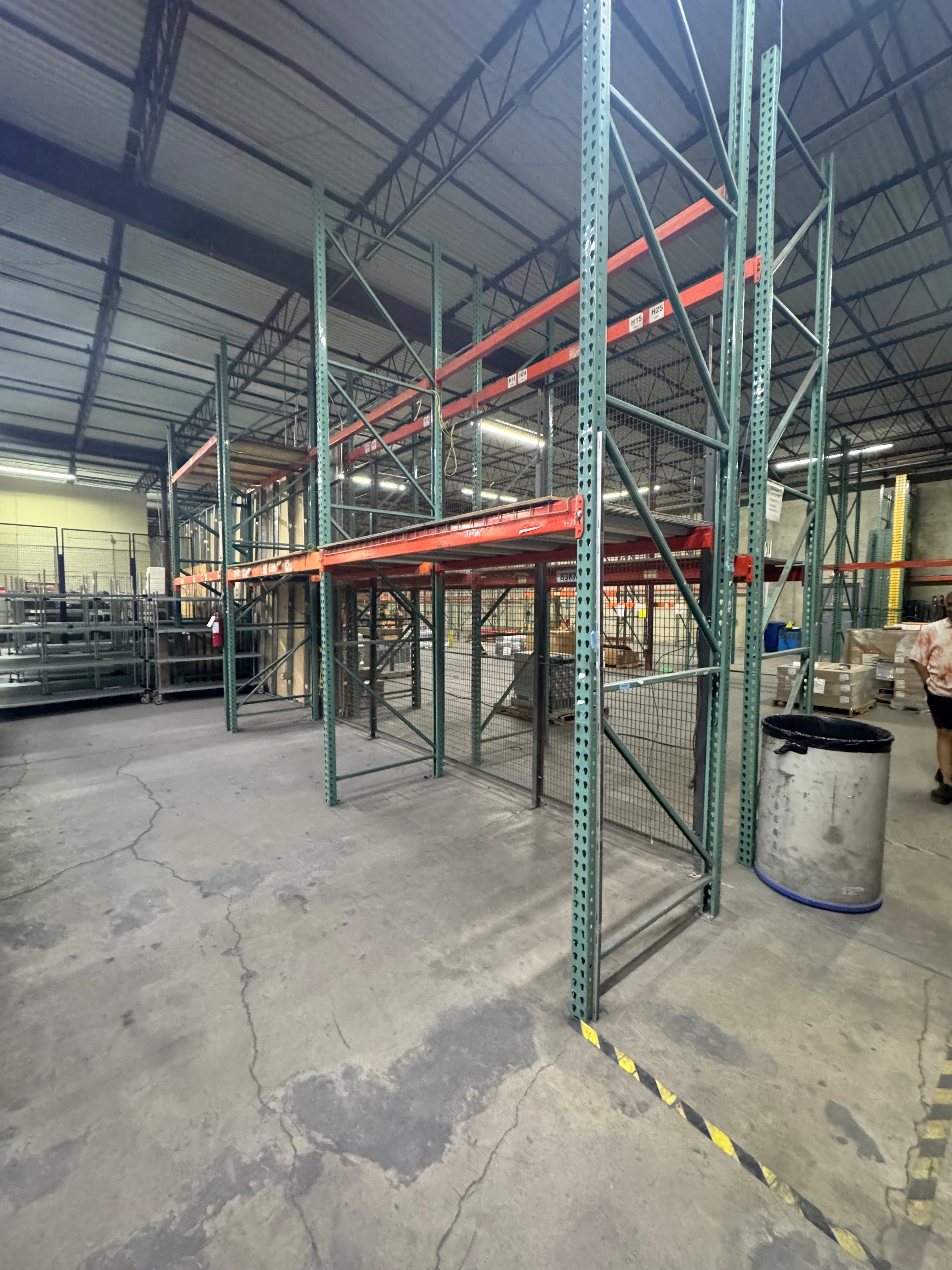 Refurbished pallet racking beams – structural beam profile close-up
